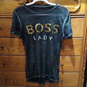 🥂 Boss Lady tee with gold lettering, goid condition, size Large.